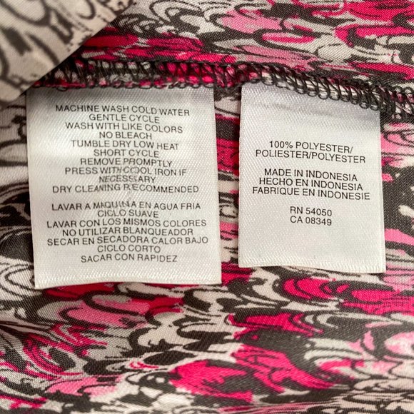 🛍 2 for $25! 🛍 Kasper - Pink Black & White Print Sleeveless Top w Keyhole - Picture 5 of 7